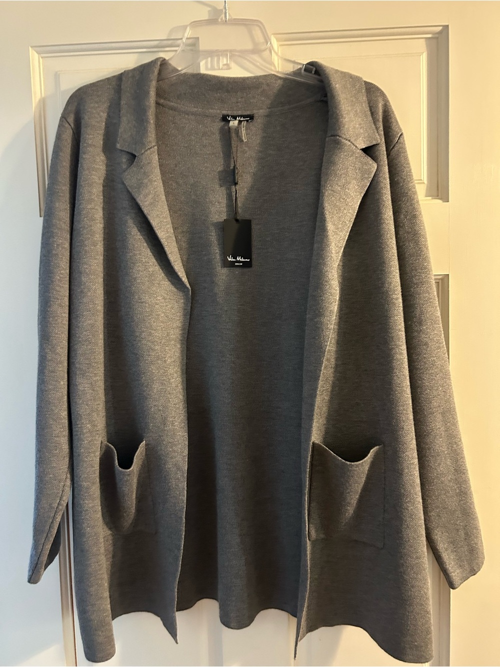 Vila Moda Gray Open-Front Knit Cardigan with Pockets